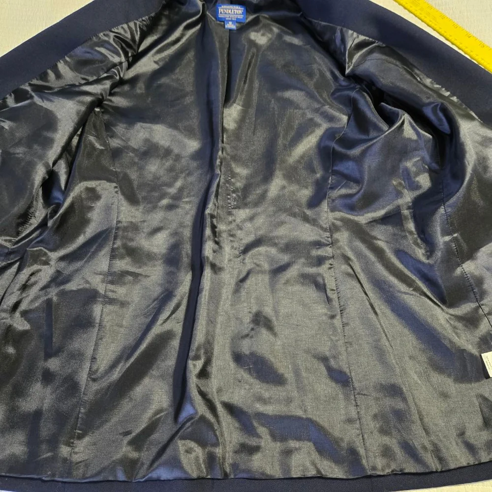 Women's Pendleton Navy 100% Virgin Wool Blazer Size 10 NWT